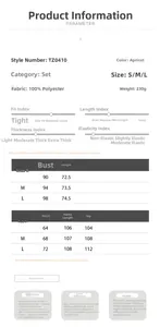 Detailed size chart for apricot polka dot two-piece sleeveless top and pants set