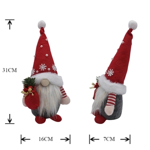 Spécifications de taille pour l'ornement gnome de Noël en peluche rouge et gris
