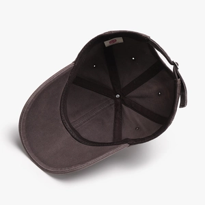 Dark coffee cotton baseball cap with adjustable metal buckle and breathable vents