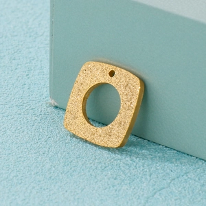 Frosted gold-plated stainless steel geometric square pendant with double hollow holes
