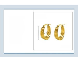 Dimensions détaillées des boucles d'oreilles en acier inoxydable plaqué or 18 carats
