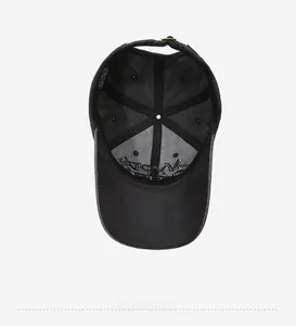 Internal view of a washed cotton baseball cap featuring sweatband and metal buckle detail