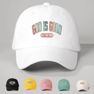Baseball Cap God Is Good Print Adjustable Breathable Curved Brim Sun Protection Outdoor Casual Hat Men Women