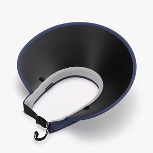 Visière de soleil bleu marine avec revêtement anti-UV noir et sangle réglable
