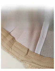 Detail of the widened sweatband and premium inner stitching on teddy fleece baseball cap