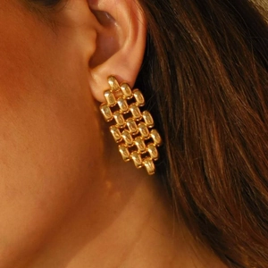Orecchini A Goccia Geometrici In Acciaio Inossidabile Texture A Rete Intrecciata Gioielli Minimalisti Per Donne