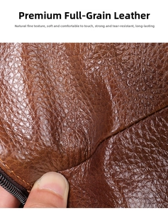 Detailed macro view of flexible brown full-grain cowhide leather with soft texture