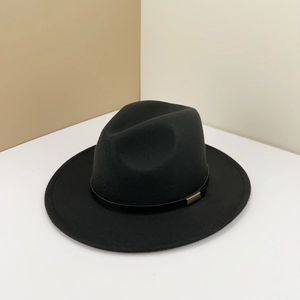 Vintage Fedora Hat Polyester Cotton Blend Metal Buckle Belt Band Elegant Wide Brim Jazz Panama Cap For Men Women