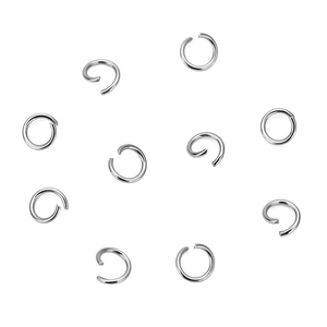 Silver round jump rings for jewelry making with open design in polished metal finish