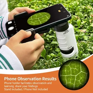 Portable handheld children microscope with 60x-120x zoom lens for outdoor science exploration
