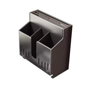 Black wall-mounted kitchen organizer rack for knives, chopsticks and spoons storage