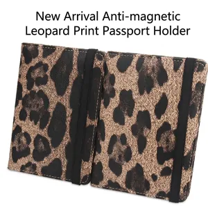Leopard Print Passport Holder RFID Blocking PU Leather Travel Wallet With Elastic Strap Multiple Card Slots Case For Men Women
