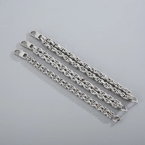 Three-layer Byzantine stainless steel chain bracelet for men with lobster clasp