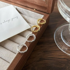 Minimalist 925 sterling silver olive bead hoop earrings in gold and silver finish