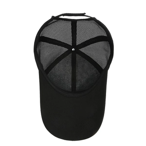 Men's black mesh baseball cap with extended brim for outdoor sun protection and fishing