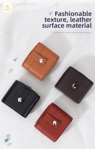 Close-up of portable PU leather jewelry boxes in four colors with luxury litchi texture