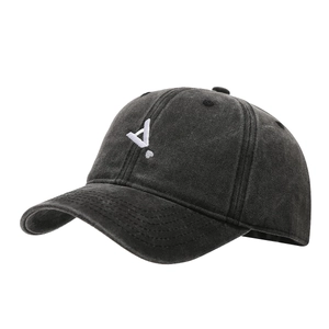 Berretto da baseball vintage in cotone lavato grigio scuro con logo ricamato 3D bianco