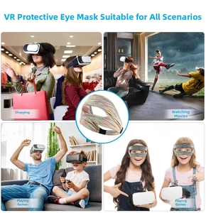 Detail of breathable VR face cover showing multiple usage scenarios and sweatproof fabric
