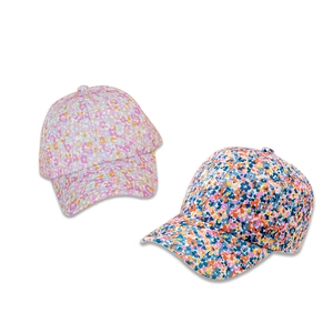 Berretti da baseball estivi per bambine con motivi floreali e tesa larga nei colori rosa e blu