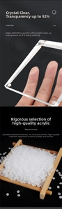 Macro detail of high-quality acrylic watch stand showing 92% transparency and raw material