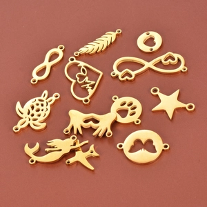 Pendentifs en acier inoxydable doré avec cœur et tortue pour la création de bijoux DIY