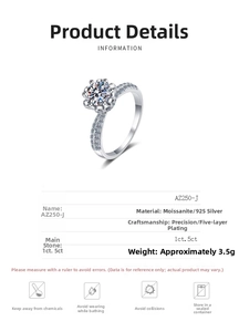 Macro detail of S925 sterling silver ring with moissanite center stone and side diamonds