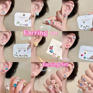 Minimalist Colorful Round Stud Earrings For Women Fresh Sweet Alloy Resin 925 Sterling Silver Post Collection Jewelry