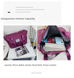 Innenansicht der violetten Oxford-Reisetasche mit großem Platz für Bücher und Tablet