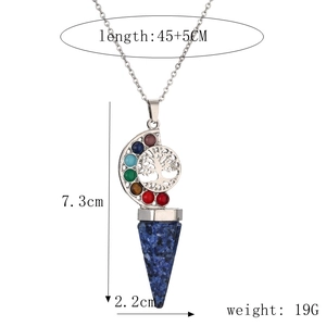 Dettaglio delle dimensioni del ciondolo a cono in cristallo albero della vita, 45+5 cm