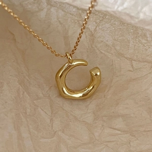 Irregular 925 sterling silver lava pendant necklace in gold finish for women