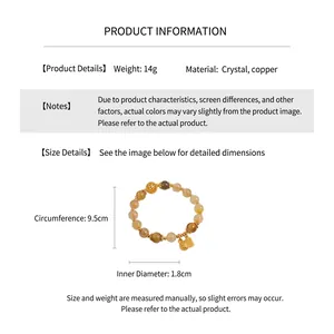 Tableau des tailles pour bracelet citrine indiquant 9,5 cm de diamètre et 14 g