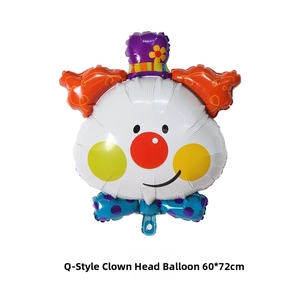 Détail du ballon en aluminium Tête de Clown Chibi pour fêtes de cirque, taille 60x72cm
