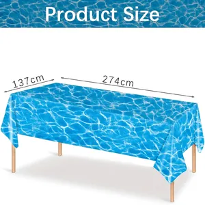 Ocean wave pattern plastic tablecloth for party decor 137x274cm rectangular ocean theme