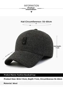 Schema dettagliato con dimensioni della visiera e della circonferenza del cappellino