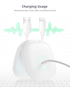 Detail view of the Type-C charging port and USB cable for portable LED makeup mirror