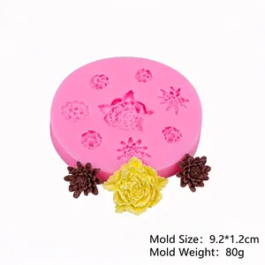 Rosa Silikonform für Blumen wie Rosen und Gänseblümchen, kreisförmig, Größe 9,2x1,2 cm