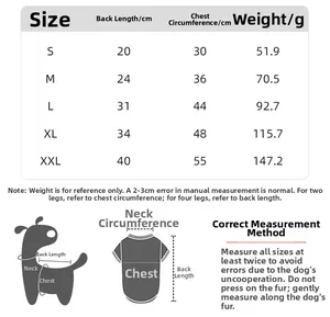 Detailed size chart for diamond pattern dog sweater ranging from S to XXL measurements