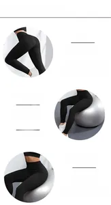Détail du pantalon de yoga sans couture à taille haute avec texture côtelée et gainage