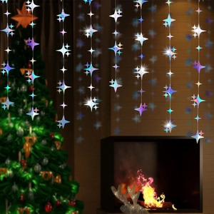 Ghirlande di stelle laser iridescenti per feste di matrimonio e decorazioni romantiche