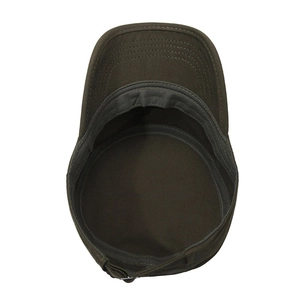 Deep olive cotton flat top army cap with adjustable metal buckle and inner sweatband
