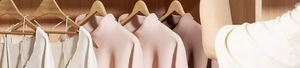 Wardrobe organization storage bag for clothes shown in a neat home closet setting