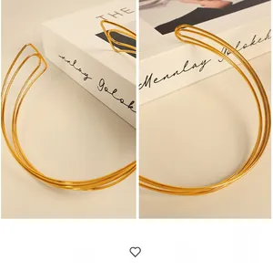 Detailed view of the layered gold-tone open choker featuring a sleek triple-strand design