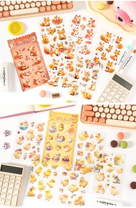 Cute cartoon fox and duck stickers set for journaling and phone case DIY decoration