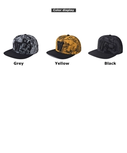 Détails des casquettes snapback avec imprimé graffiti et broderie W en trois couleurs
