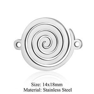 Silver stainless steel spiral charm 14x18mm DIY pendant accessory for jewelry making