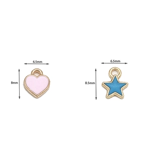 DIY Alloy Enamel Heart and Star Charms for Jewelry Making with Size Measurement
