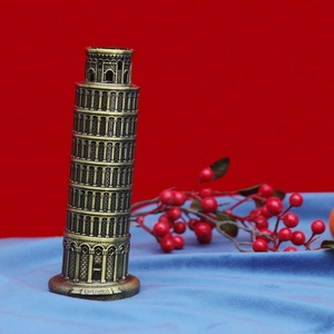 Vintage bronze metal Leaning Tower of Pisa architectural model for home decor