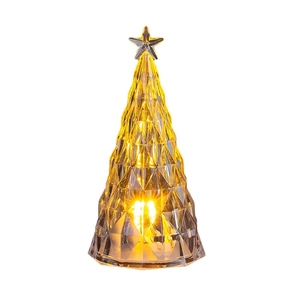 Beleuchteter Kristall-Weihnachtsbaum mit warmem LED-Licht und geometrischer Textur