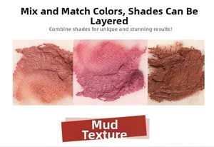Clay texture swatches of matte lip mud showing dusty rose, berry, and chocolate shades