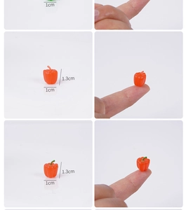 Vista detallada de un pimiento naranja en miniatura de 1cm para casa de muñecas